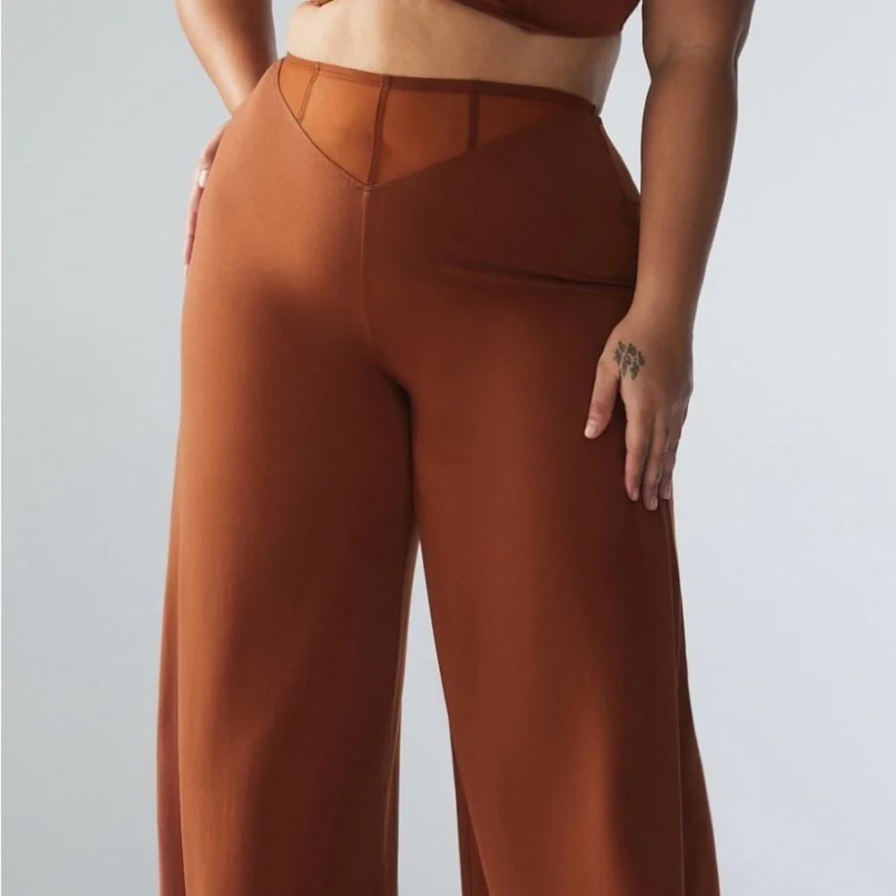 Savage X Fenty Aqua Hour Wide Leg Pant Cookie Brown Size L